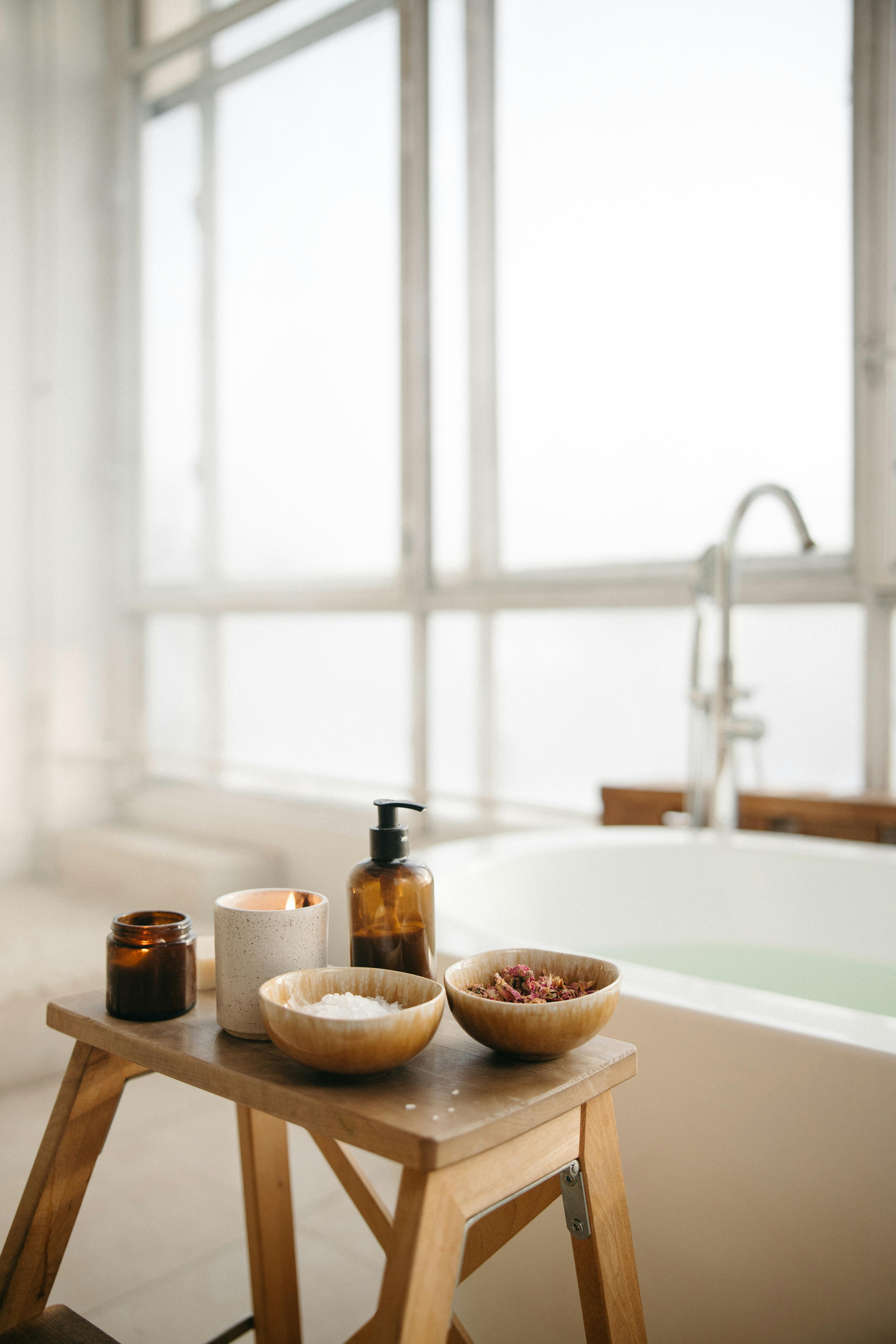 brown and white ceramic bowls on white ceramic sink