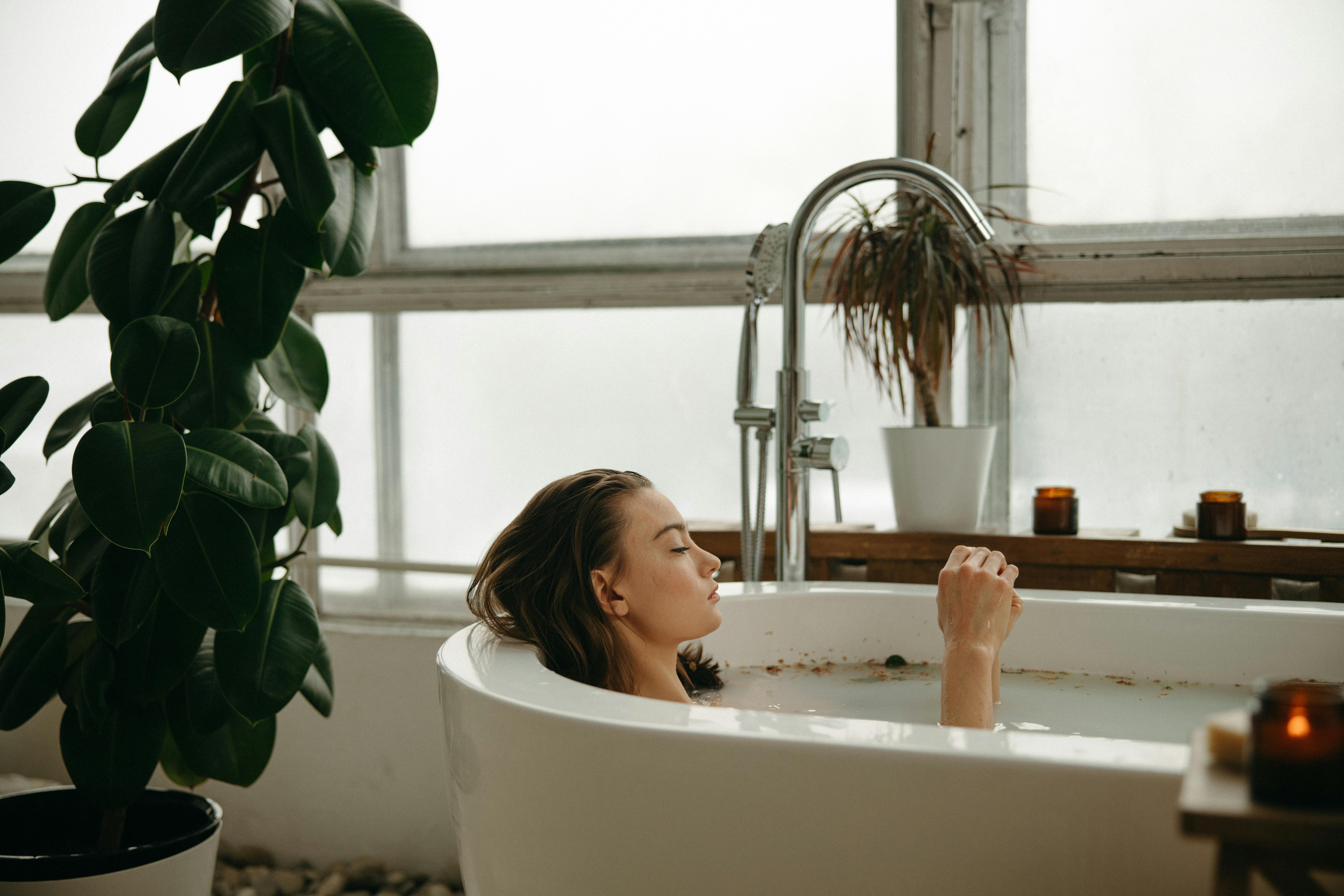 A woman in a bathtub