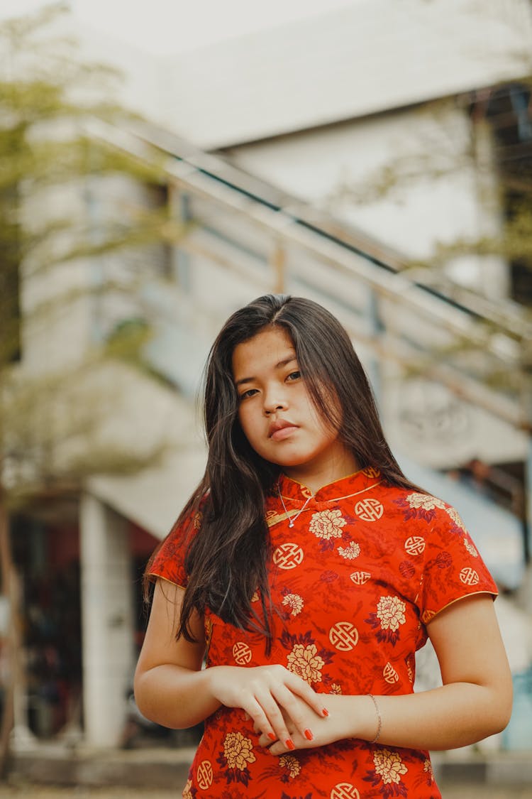 Teenager Girl Wearing Cheongsam