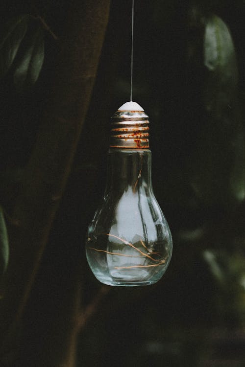 Light bulb with rusty surface in daytime