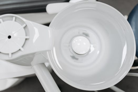 Detailed view of a dental light fixture, perfect for healthcare settings.
