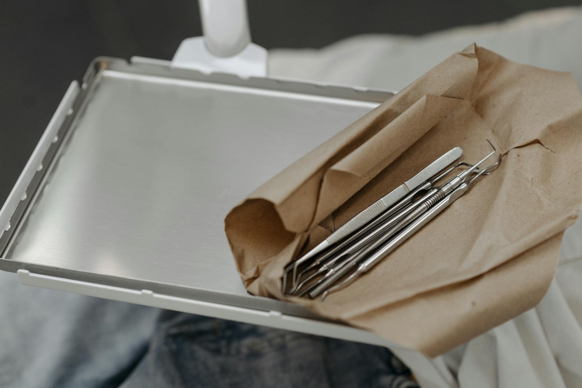 Dental Tools in Brown Paper