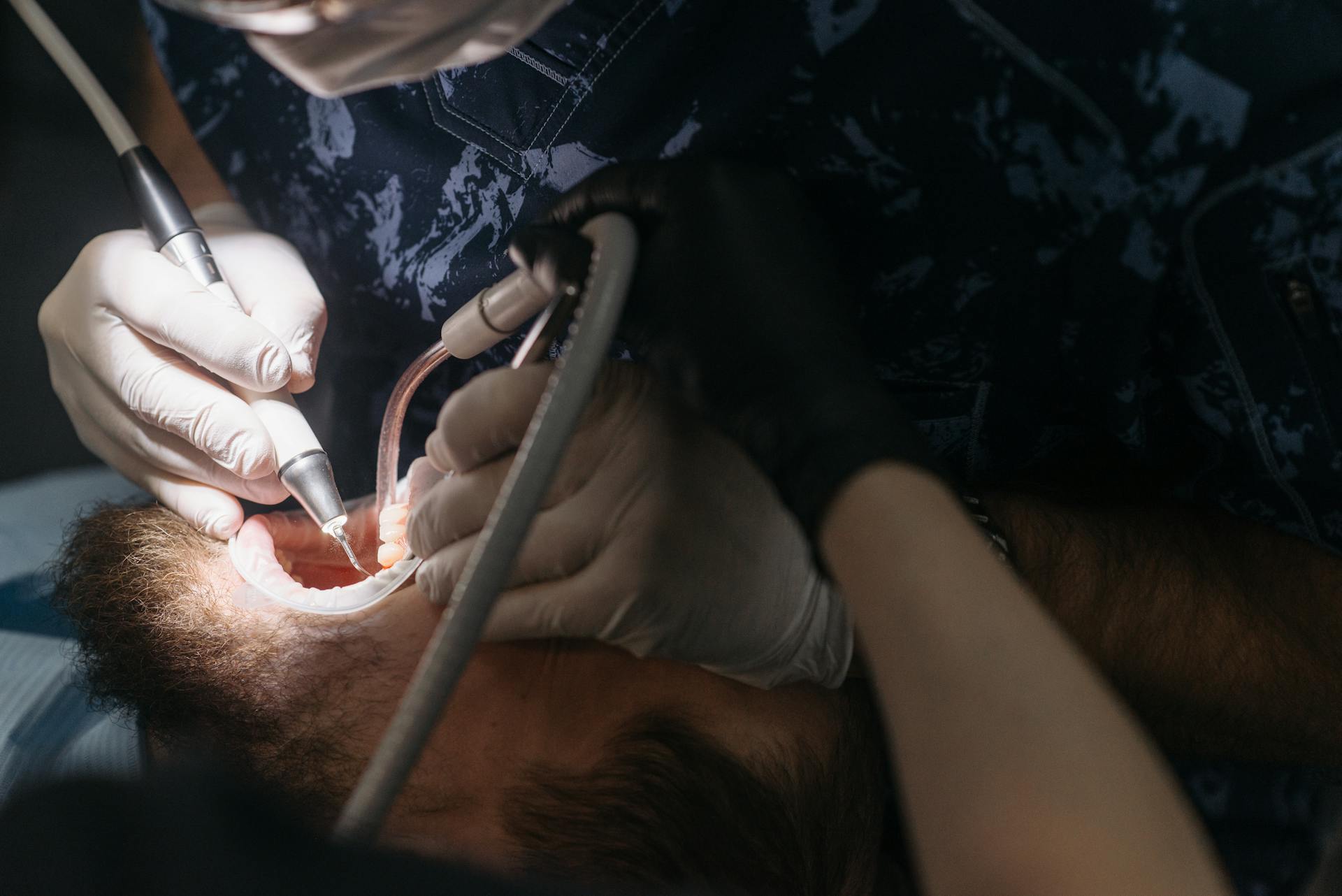 Man Having a Procedure at Dentist