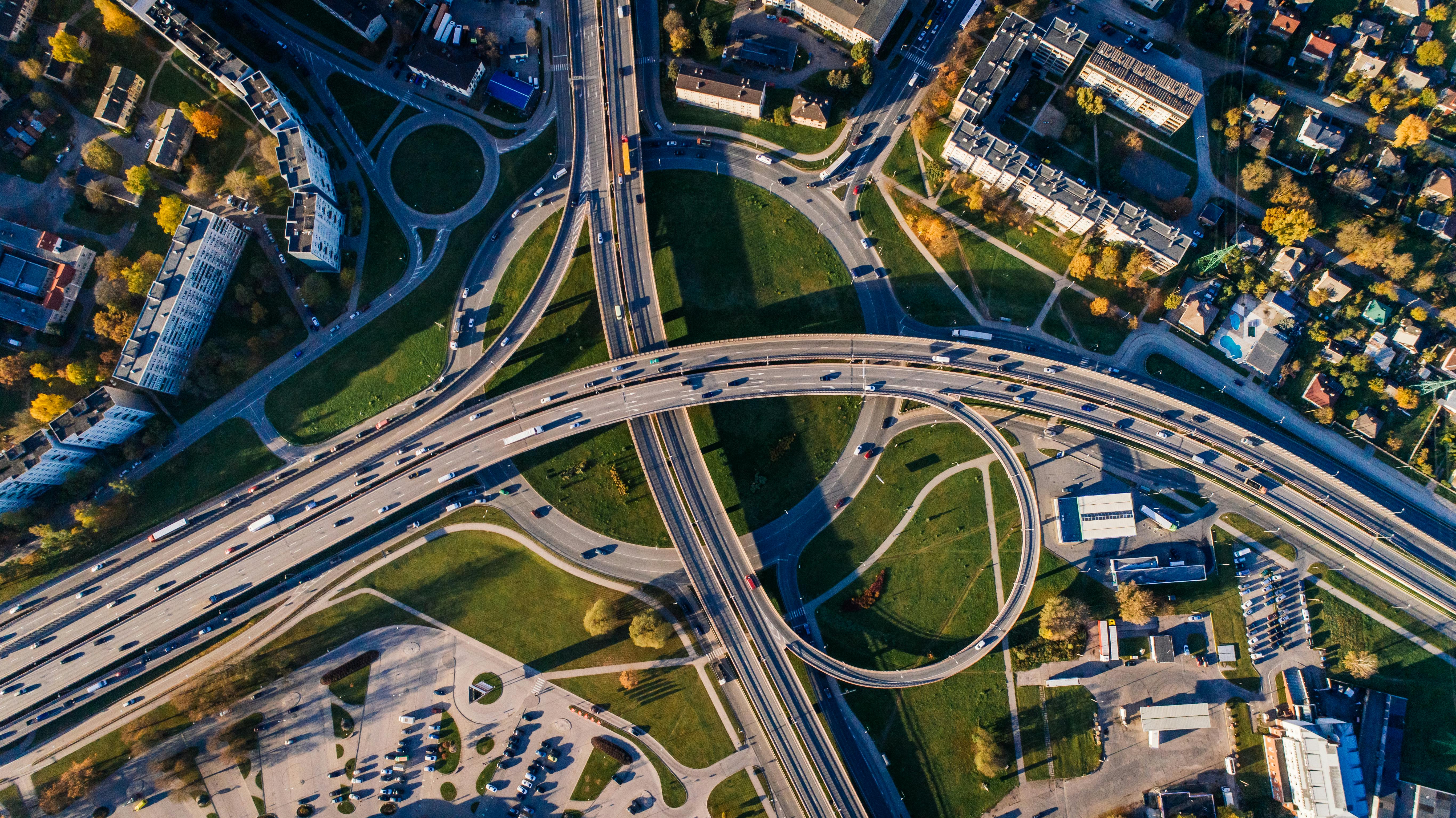 aerial photo of buildings and roads