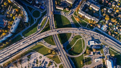 Free Aerial Photo of Buildings and Roads Stock Photo