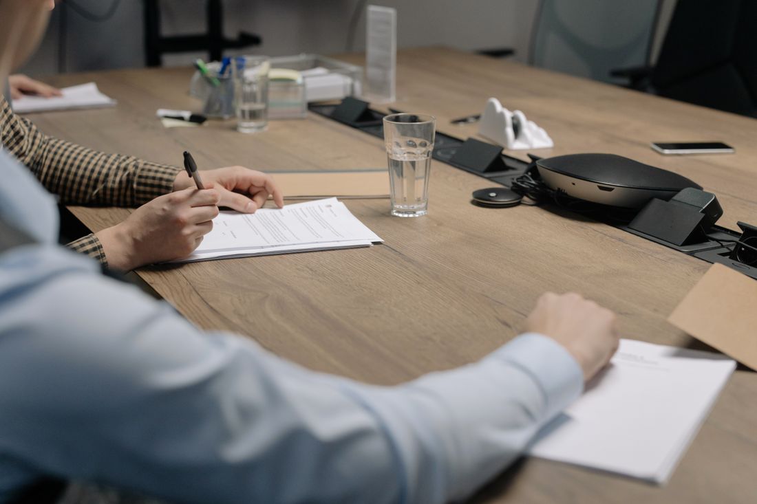 Professional setting of a business meeting
