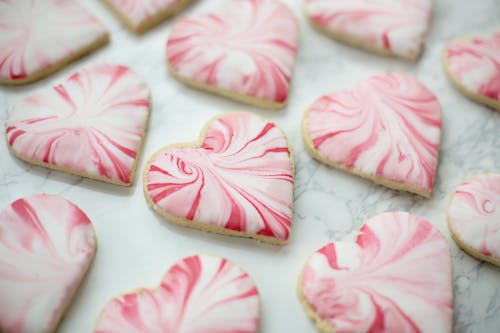 Close-Up Shot of Heart Shaped Cookies 