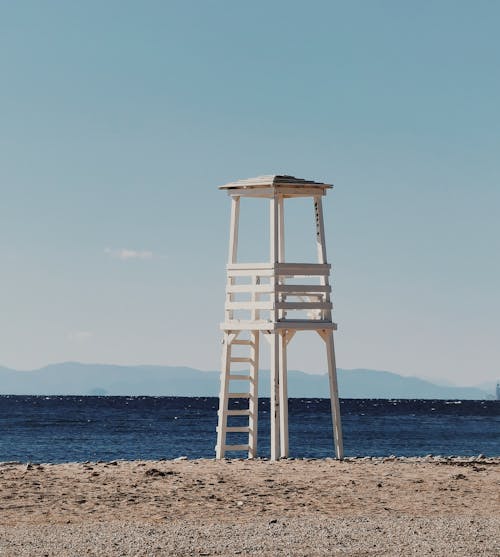 A Lifeguard Tower on a Beach in Glifada, Greece