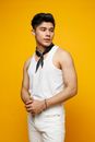A Man Wearing a White Tank Top