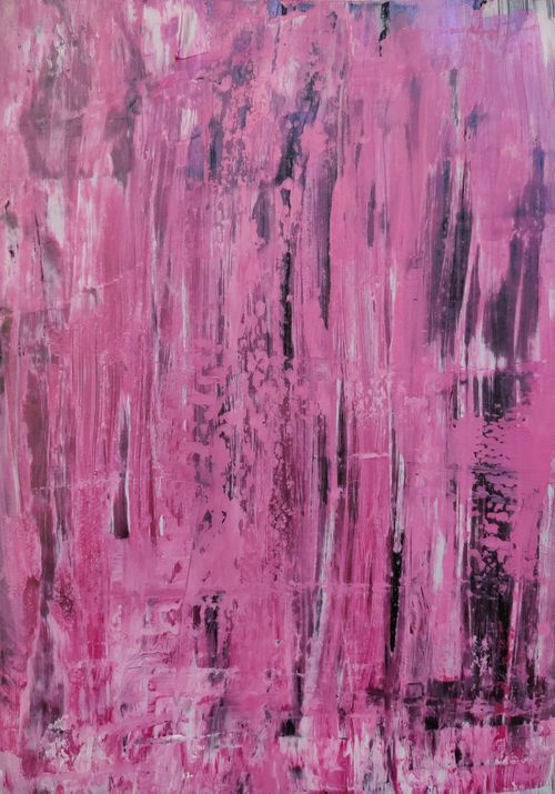 Free Dynamic pink abstract painting with textured brushstrokes and modern style. Stock Photo