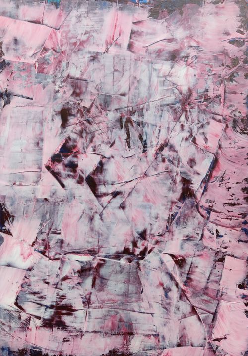 Free A captivating abstract pink and white textured art piece with visible layers and cracks. Stock Photo