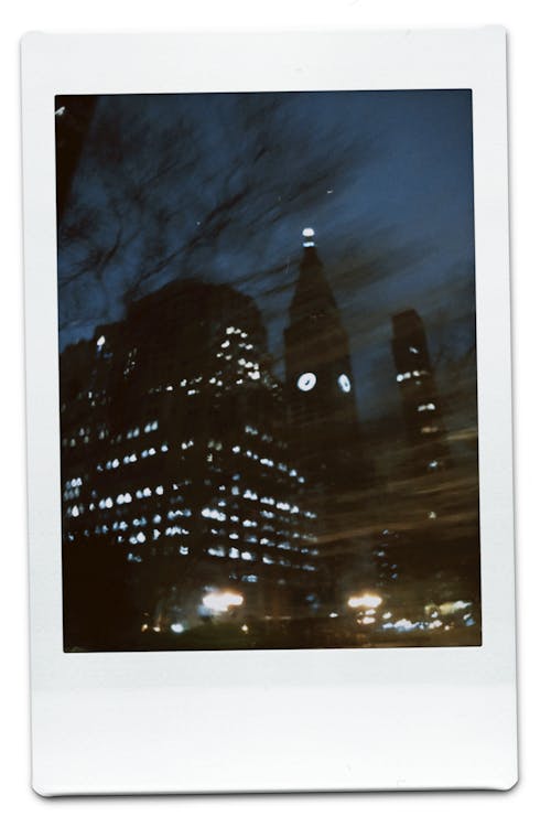 Silhouettes of City Buildings at Night