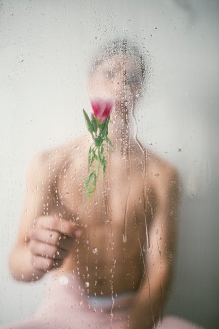 Topless Man Holding Red Rose