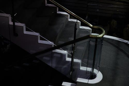 Glass Railing of  Concrete Stairs