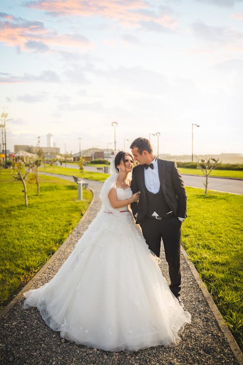 Bride and Groom Looking at Each Other