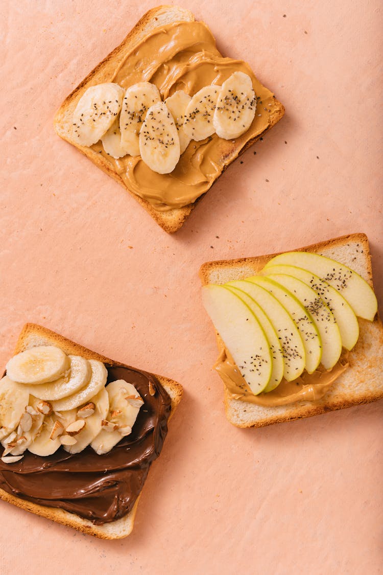 Sliced Bread With Peanut Butter And Chocolate Spread