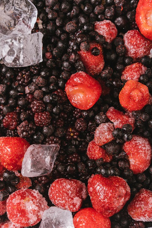 Ice Cubes on Blackberries 