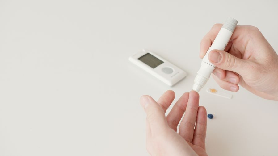 Checking blood sugar with a glucometer