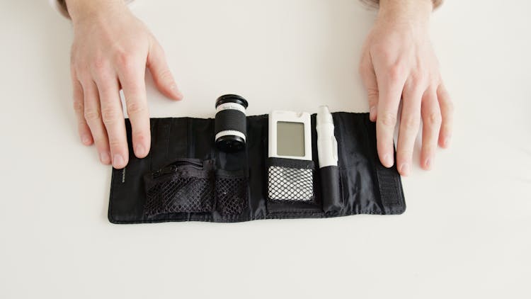 Glucometer On Black Pouch