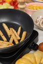 Fried Food on Black Frying Pan