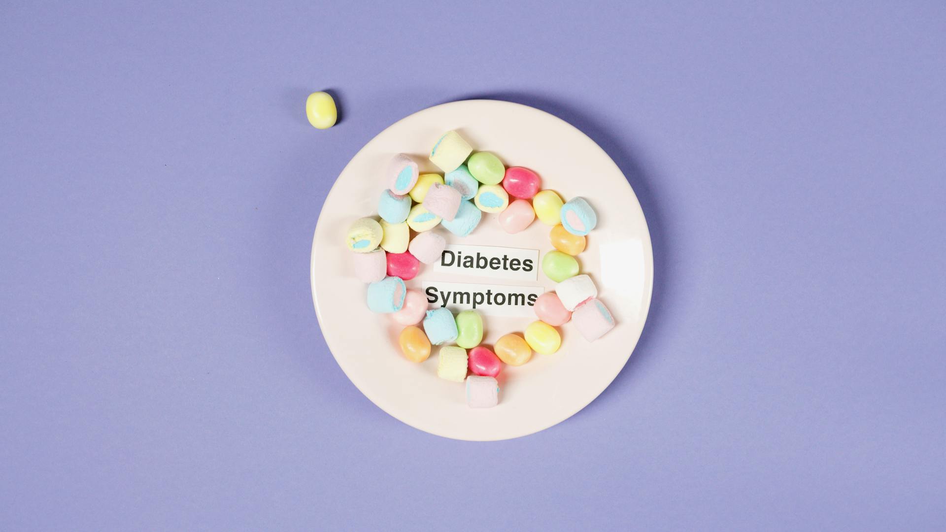 Candies on Plate with Concept on Diabetes Symptoms