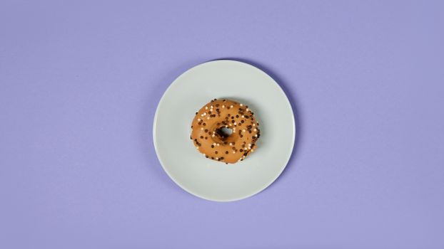 Brown Donut on White Ceramic Plate