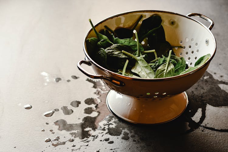 Spinach In A Colander