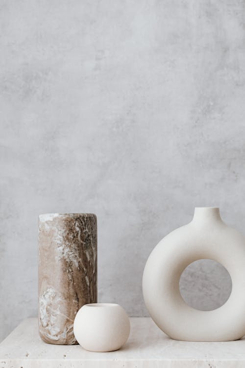 Marble Vase Beside Ceramic Wares