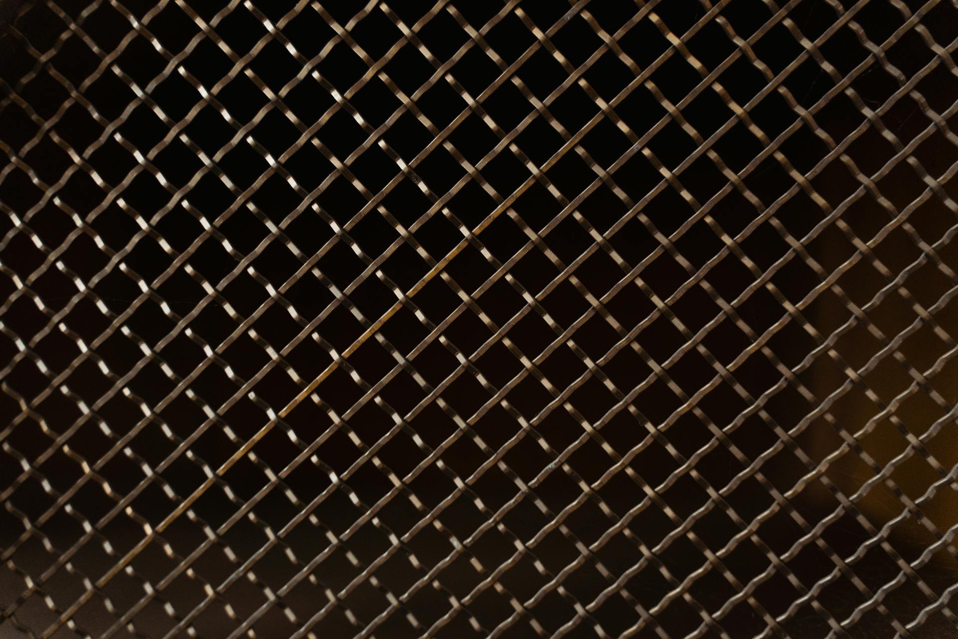 Squared Metal Mesh Fence in Close-up Shot