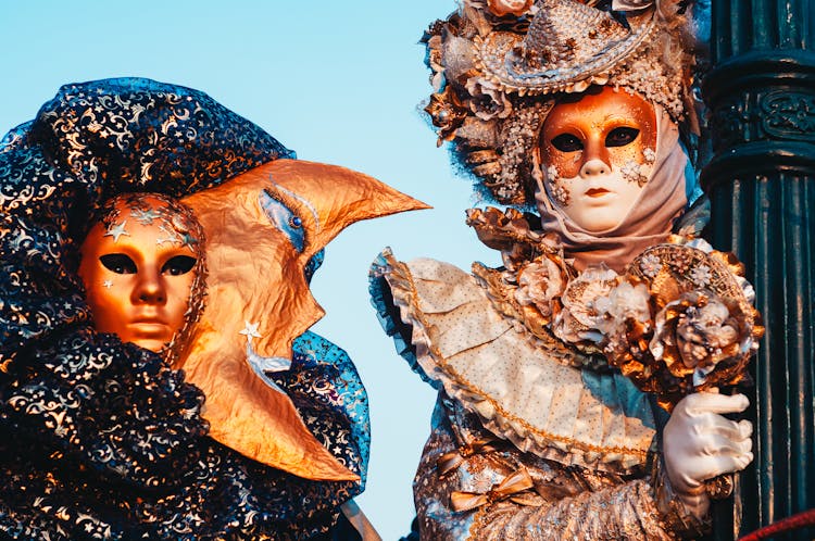 People In Their Costumes At Venice Carnival