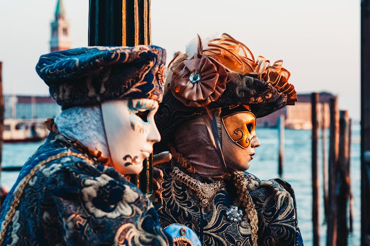 People Waring Masks In Venice Carnival