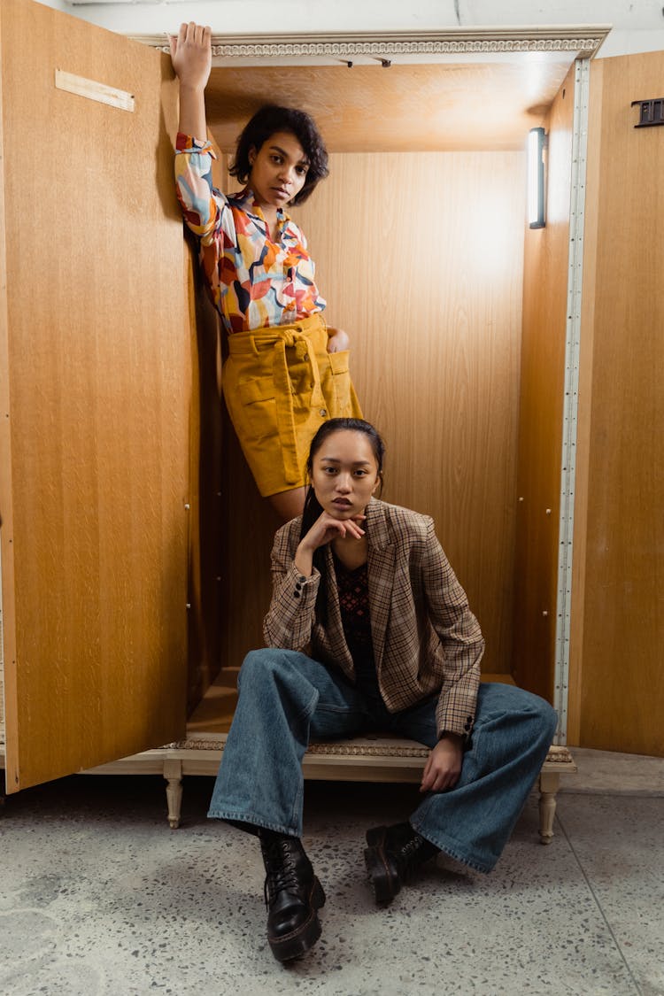 Women Inside A Wooden Closet