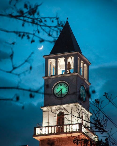 Close-up of the Tirana Clock Tower