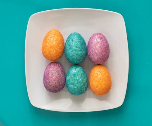 Colorful Eggs on a Plate