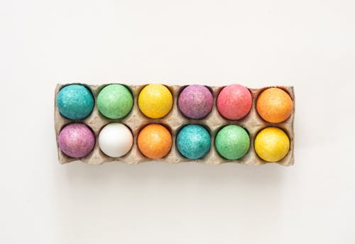 Painted Eggs on an Egg Tray