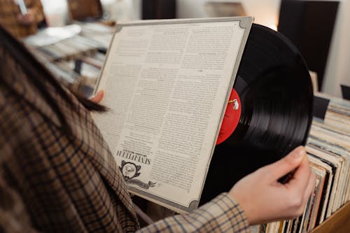 A Person Looking at a Vinyl Record