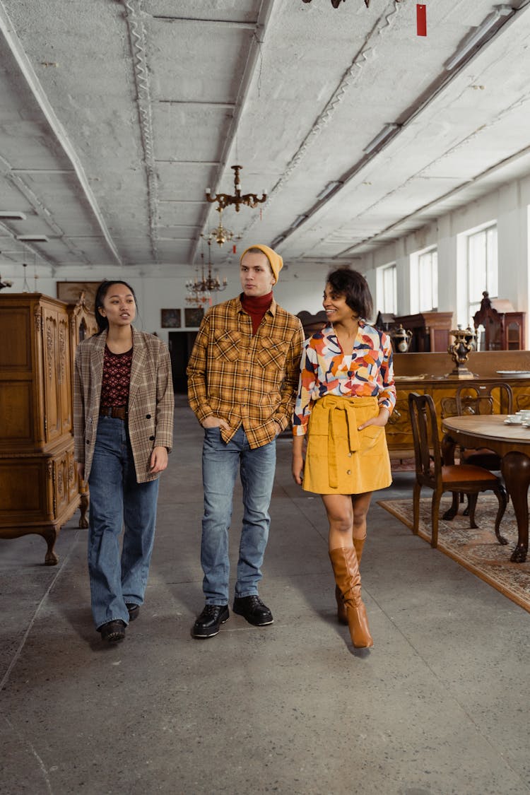 A Diverse Group Inside An Antique Shop