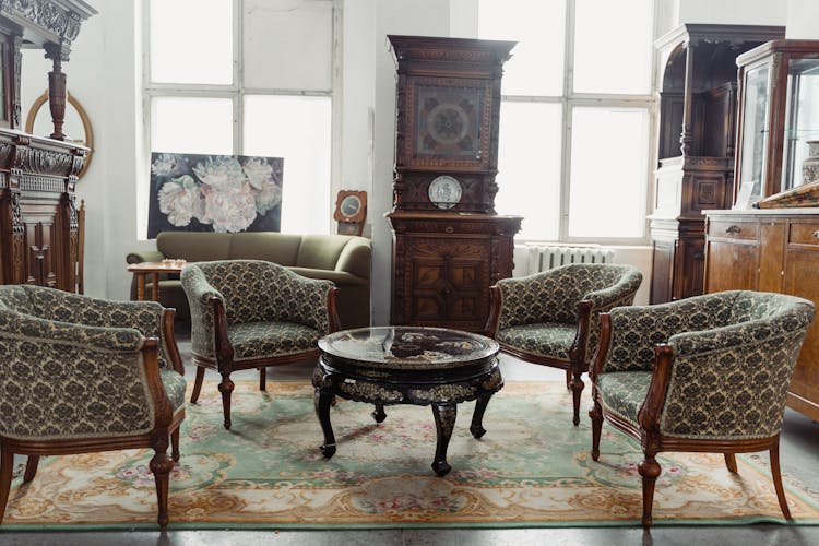 A Variety Of Furniture At An Antique Shop