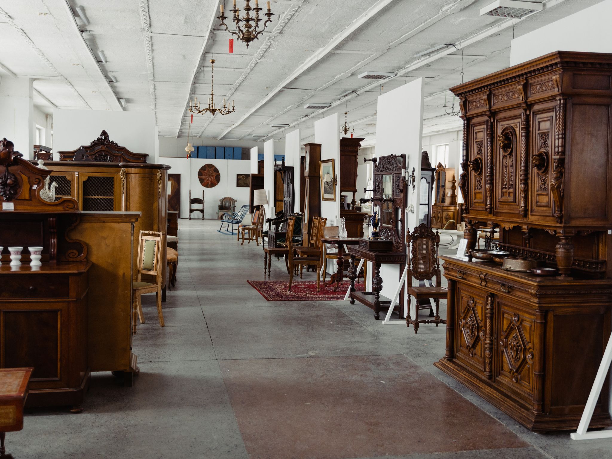 Furniture in a bright showroom