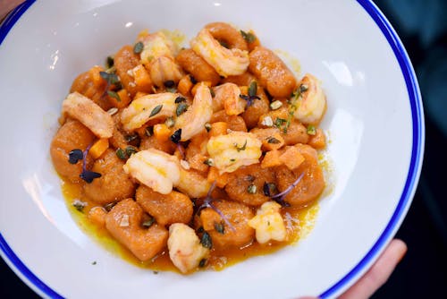 A Dish of Prawns and Pumpkin Vegetable