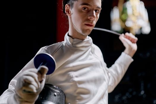 A Portrait of a Fencer Holding a Foil
