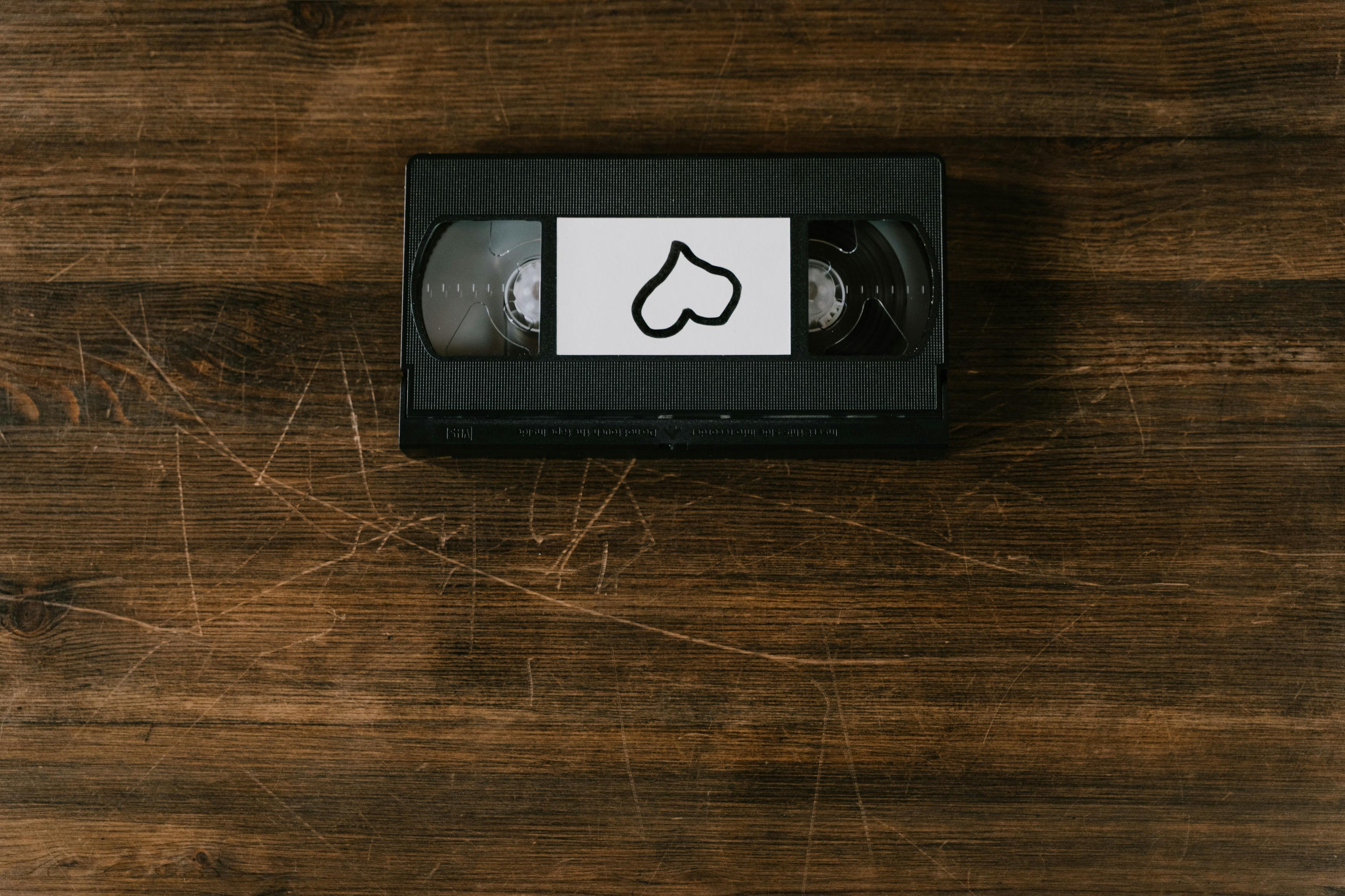 a videotape with handwritten heart icon