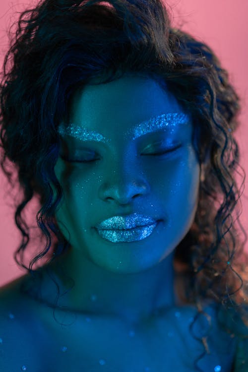 Gratis lagerfoto af afroamerikansk kvinde, glitter makeup, iført