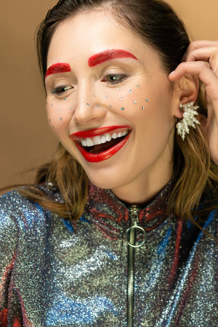 Smiling Woman With Red Eyebrows 