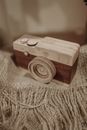 Brown Wooden Box on Brown Textile