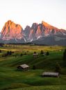 Houses on the Grassland Near the Rocky Mountain