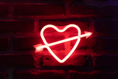 Close-Up Shot of a Neon Light Signage on a Brick Wall