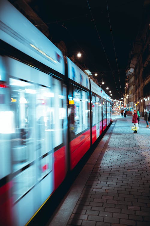 Time-Lapse Photo of a Tramway during Nighttime 