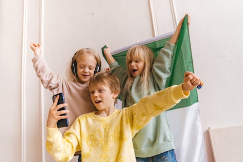 Free Children taking a Groupie Stock Photo