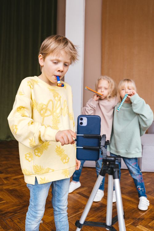 Child Recording Children Video Recording Themselves · Free Stock Photo